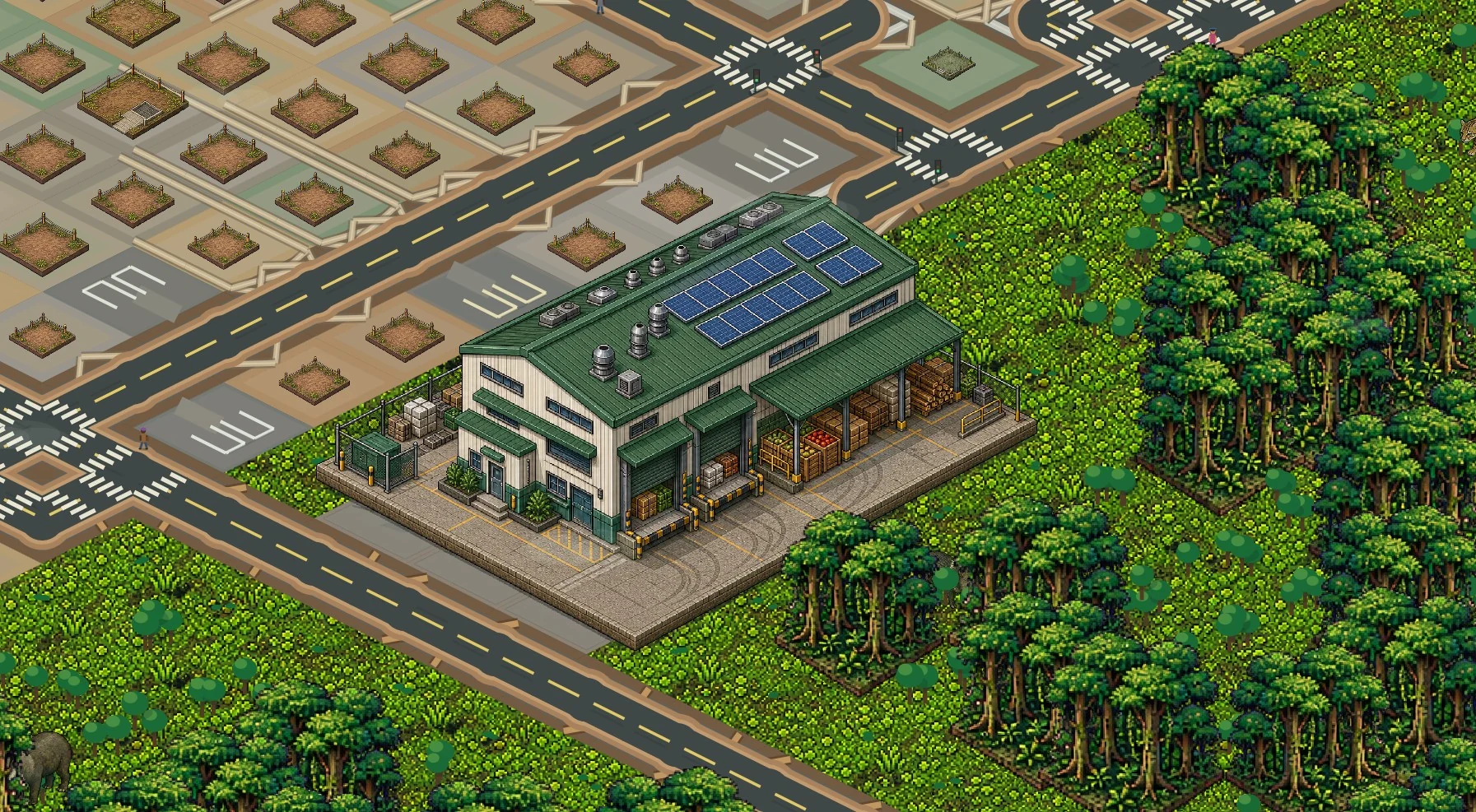 SOLESIDO regional trade warehouse next to rainforest and roads